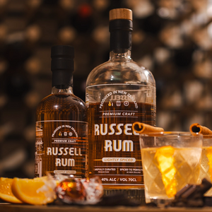 Russell Lightly Spiced Rum with drinks